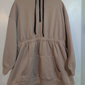 SHEIN Curve Beige Hoodie Dress